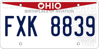 OH license plate FXK8839