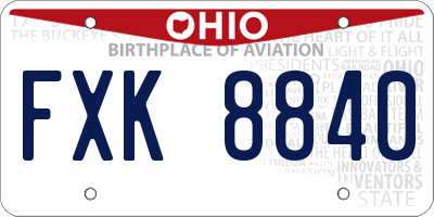 OH license plate FXK8840