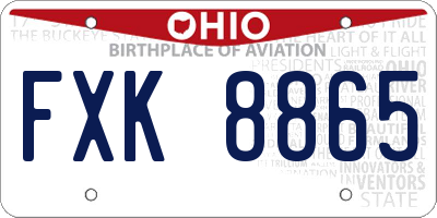 OH license plate FXK8865