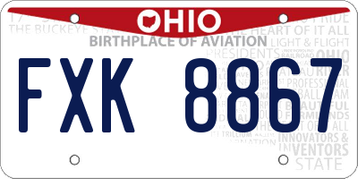 OH license plate FXK8867