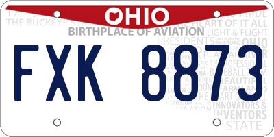OH license plate FXK8873
