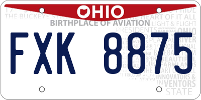 OH license plate FXK8875