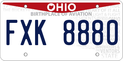 OH license plate FXK8880