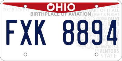 OH license plate FXK8894