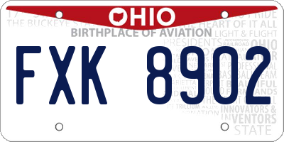 OH license plate FXK8902