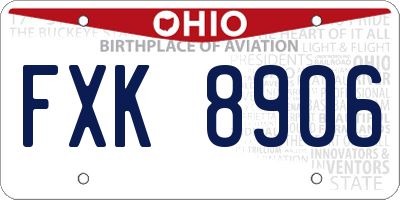 OH license plate FXK8906