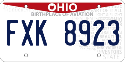 OH license plate FXK8923
