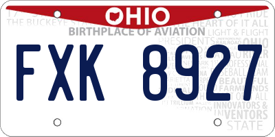 OH license plate FXK8927