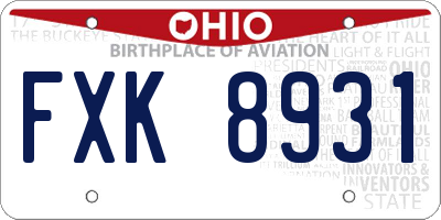 OH license plate FXK8931