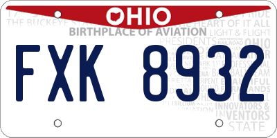 OH license plate FXK8932