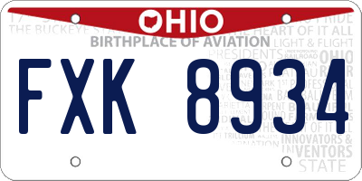 OH license plate FXK8934