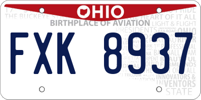 OH license plate FXK8937