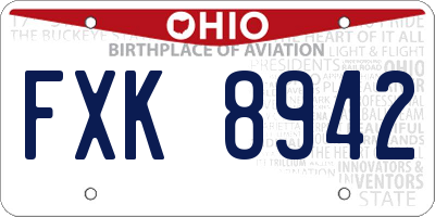 OH license plate FXK8942