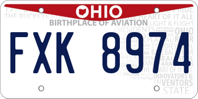 OH license plate FXK8974