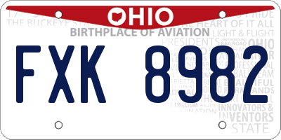 OH license plate FXK8982