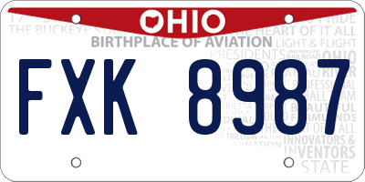 OH license plate FXK8987
