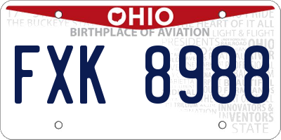 OH license plate FXK8988