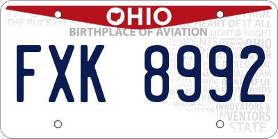 OH license plate FXK8992