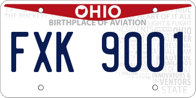 OH license plate FXK9001