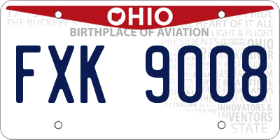 OH license plate FXK9008