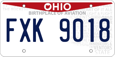 OH license plate FXK9018