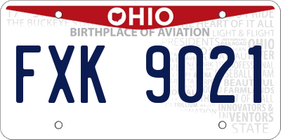 OH license plate FXK9021