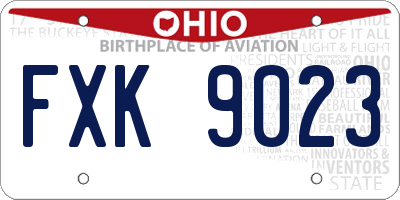 OH license plate FXK9023