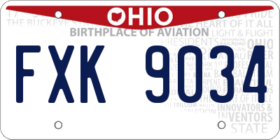 OH license plate FXK9034