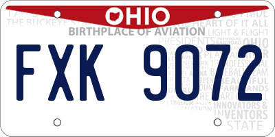 OH license plate FXK9072