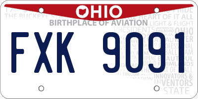 OH license plate FXK9091