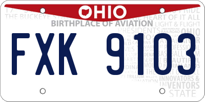 OH license plate FXK9103