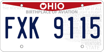 OH license plate FXK9115