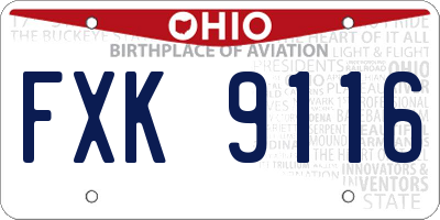 OH license plate FXK9116