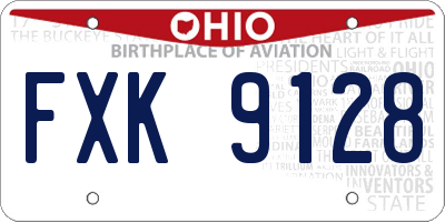 OH license plate FXK9128