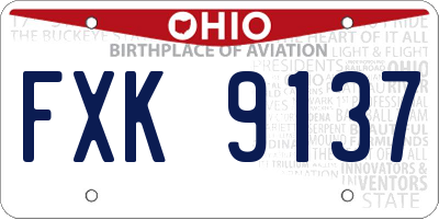 OH license plate FXK9137