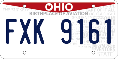 OH license plate FXK9161