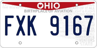 OH license plate FXK9167