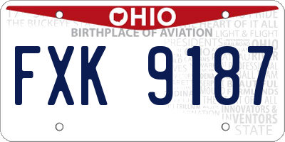 OH license plate FXK9187