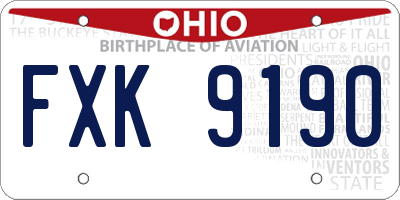 OH license plate FXK9190