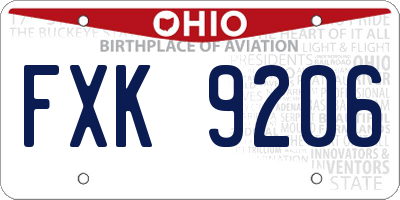 OH license plate FXK9206