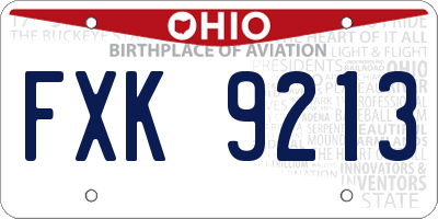 OH license plate FXK9213