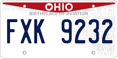 OH license plate FXK9232