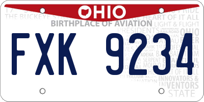 OH license plate FXK9234