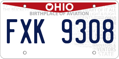 OH license plate FXK9308