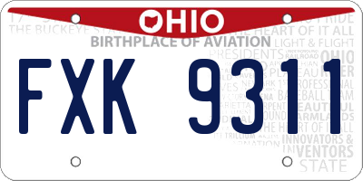 OH license plate FXK9311