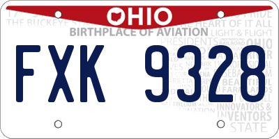 OH license plate FXK9328