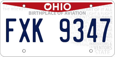 OH license plate FXK9347