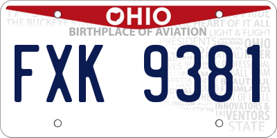 OH license plate FXK9381