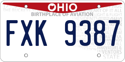 OH license plate FXK9387