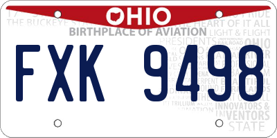 OH license plate FXK9498